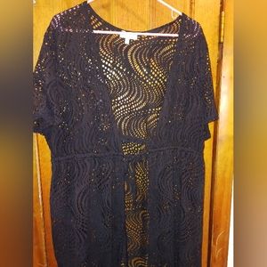 Black Fashion Bug swimsuit cover up 3X